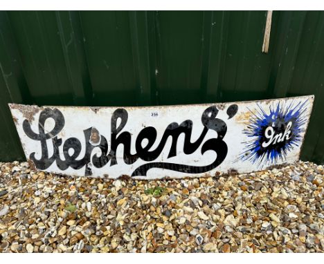 A Stephens' Ink horizontal 'splash' enamel advertising sign, 48 x 12", by repute from Basingstoke train station. 