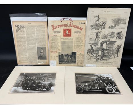 Fire Brigade lot - a 1940 Fireman's Almanar - four pages, facts and pictures ref. London Fire Brigade, Chums article - storie