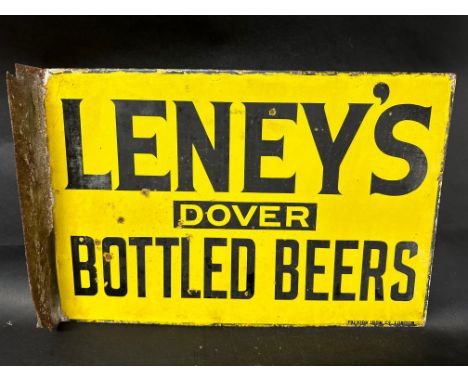 A Leney's (of Dover) Bottled Beers double sided enamel advertising sign with hanging flange by Falkirk Iron Co. London, 18 1/