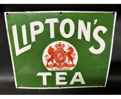 A Lipton's Tea enamel advertising sign by Wood &amp; Penfold Ltd. London, with small patches of professional restoration to a