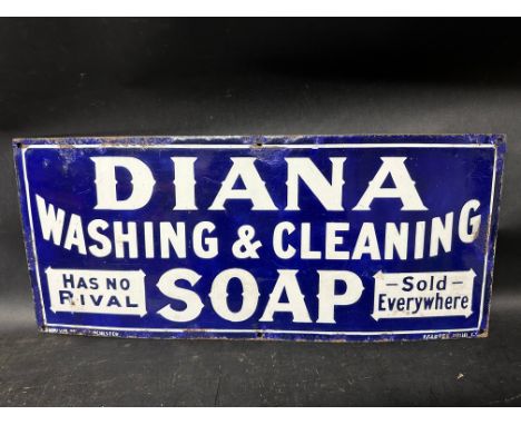 A very rare Diana Washing &amp; Cleaning Soap enamel advertising sign by Falkirk Iron Co., restored, 23 x 10".