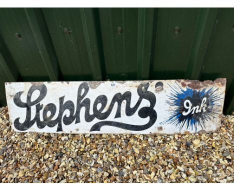 A Stephens' Ink horizontal 'splash' enamel advertising sign, 48 x 12", by repute from Basingstoke train station. 