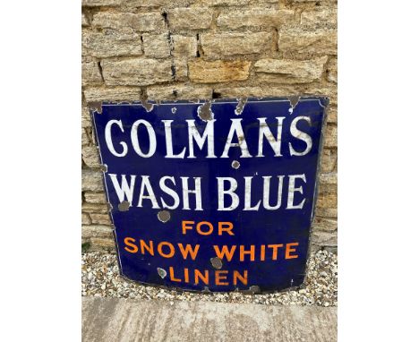 A Colman's Wash Blue - for Snow White Linen enamel advertising sign, 38 x 36". 