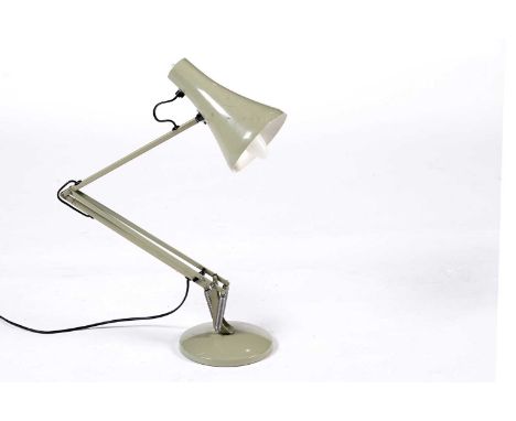 A 1980’s Anglepoise lamp, with aluminium shade finished in sage green.