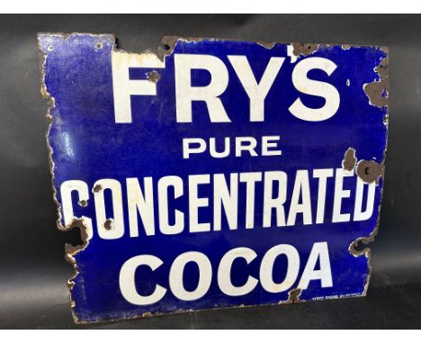 A Fry's Pure Concentrated Cocoa enamel advertising sign by Patent Enamel Co. Ltd., 28 x 24".