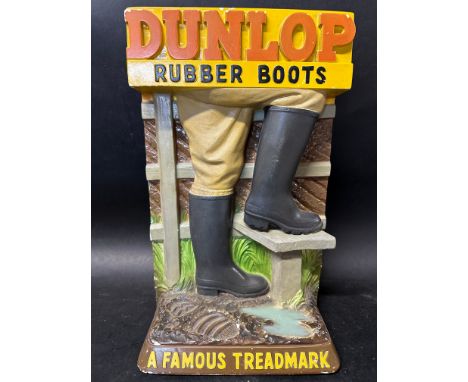 A Dunlop Rubber Boots heavy plater advertising  piece in superb condition, 9 1/2" wide x 15 1/2" tall x 5 1/2" deep.