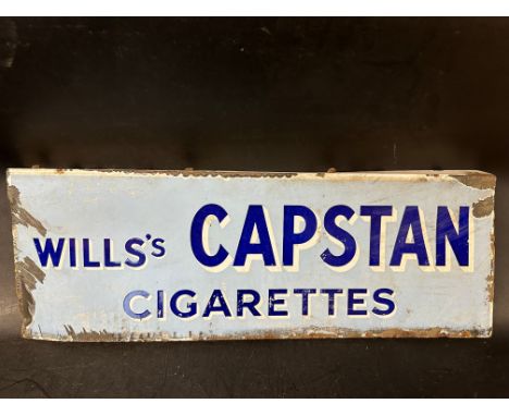 A Wills's Capstan Cigarettes double sided enamel advertising sign, unusually with hanging flange horizontally across the top,