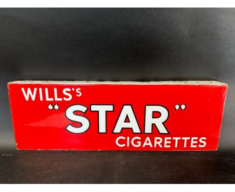 A Wills's "Star" Cigarettes double sided enamel advertising sign unusually with top hanging flange, 24 x 8".