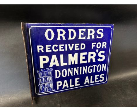 A Palmer's Donnington Pale Ales double sided enamel advertising sign with hanging flange, small professional restoration, 15 