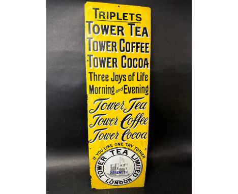 A Tower Tea Limited London Tower Tea, Tower Coffee and Tower Cocoa enamel advertising sign with illustration of a castle bear