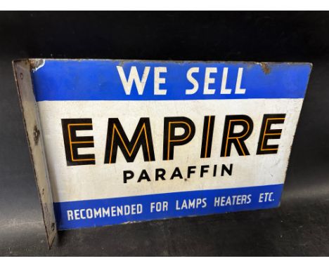 An Empire Paraffin double sided enamel stockist's advertising sign with hanging flange, stamped Property of Shell-Mex and B.P