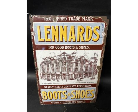 A Lennards Boots &amp; Shoes enamel advertising sign depicting their HQ at Queens Road, Bristol 'The Finest Commercial Buildi