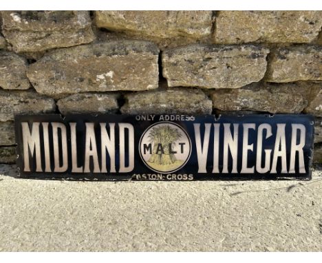 A Midland Malt Vinegar enamel advertising sign by The Imperial Enamel Co. Ltd., another sign we've never seen before, 36 x 8"