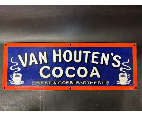 A Van Houten's Cocoa enamel advertising sign, 20 x 7, some restoration.