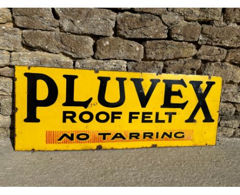 A Pluvex Roof Felt 'No Tarring' enamel advertising sign by Willing's E.1 Dept., 48 x 18", some touching up, see images.