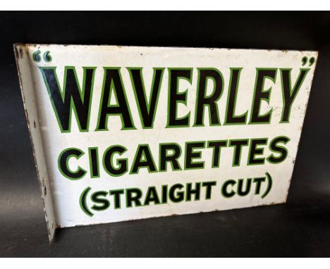 A "Waverley" Cigarettes double sided enamel sign advertising Straight Cut to one side and Coarse Cut to the other, with hangi