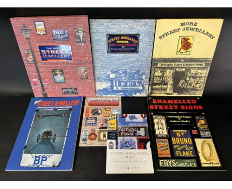 Seven Street Jewellery/Enamel Advertising Signs volumes complete with Garnier enamel plaques to the three hardback books, eac