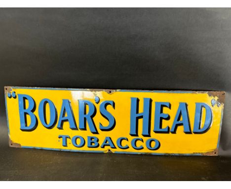 A "Boar's Head" Tobacco enamel advertising sign by Bruton of Palmers Green, 30 x 9".
