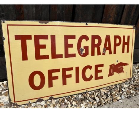 A Telegraph Office enamel sign with pointy finger! By Chromo of Wolverhampton, 36 1/4 x 18".