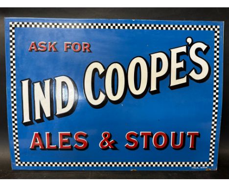 An Ind Coope's Ales &amp; Stout enamel advertising sign by Stocal, Burton, dated 20-8-24 to verso, 28 x 20".