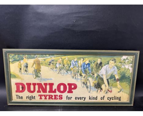 A Dunlop Bicycle Tyres advertising poster, framed and glazed, 31 x 14".