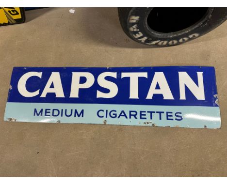 A Capstan Medium Cigarettes enamel advertising sign, 60 x 17".