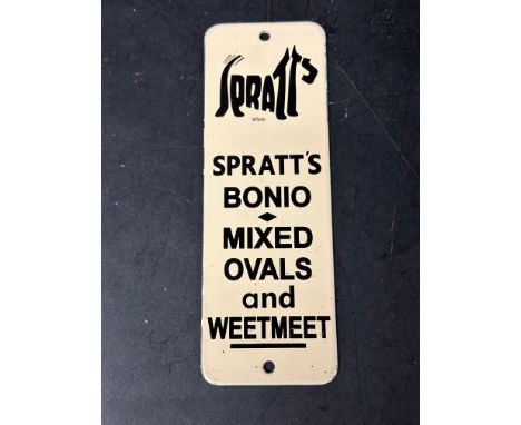 A Spratt's Bonio Mixed Ovals and Weetmeet enamel advertising finger plate sign, 2 3/4 x 8".
