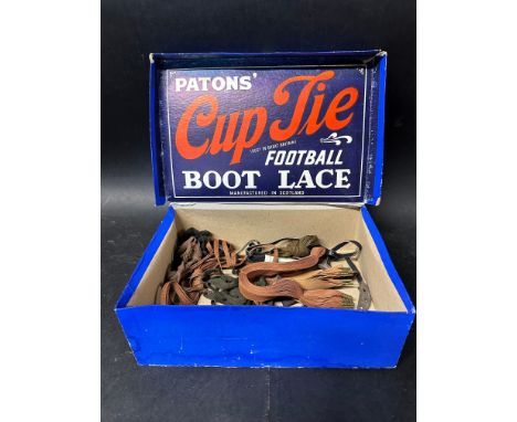 A counter top dispenser for Patons' Cup Tie Football Boot Lace. 