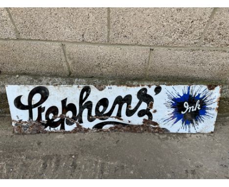 A Stephens' Ink horizontal 'splash' enamel advertising sign, by repute from Basingstoke train station, 48 x 12".