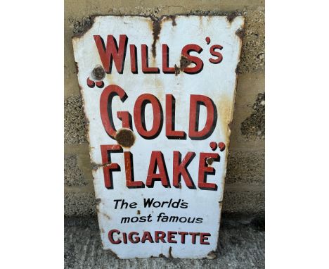A Wills's "Gold Flake" Cigarettes enamel advertising sign, 18 x 36".