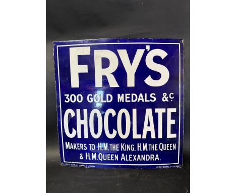 A Fry's Chocolate 300 Gold Medals &amp; Co. enamel advertising sign 'makers to H.M. The King, H.M. The Queen &amp; H.M. Queen