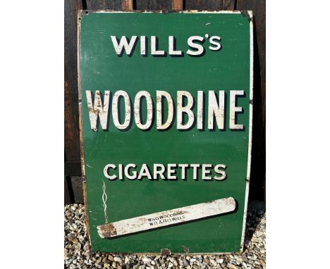A Wills's Woodbine Cigarettes enamel advertising sign by Imperial Tobacco Co., 24 x 36".