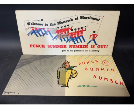 Two 1930s tram advertising cards for Punch Summer Number (an edition of the magazine Punch published during the summer), the 