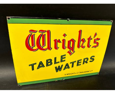 A Wright's Table Waters enamel advertising sign, 20 x 14".