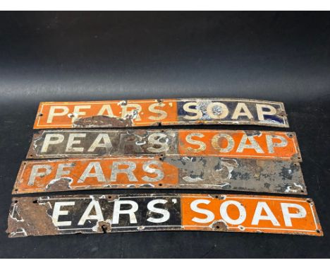 Four Pears Soap enamel advertising strips, each 18 1/2 x 2 3/4".