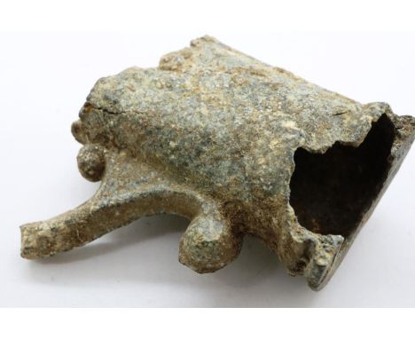 Medieval Iron flask top/spigot attachment, L: 32 mm. P&amp;P Group 0 (£5+VAT for the first lot and £1+VAT for subsequent lots