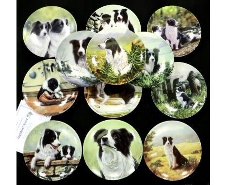 Set of twelve cabinet plates, John Silvers Border Collie Series, by Royal Worcester for Danbury Mint, each with certificate, 