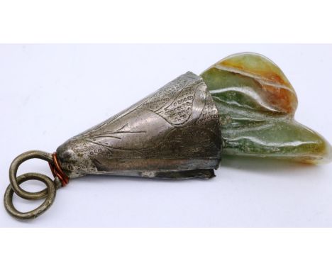 Medieval drop pendant set with a semi precious stone, L: 45 mm. P&amp;P Group 0 (£5+VAT for the first lot and £1+VAT for subs