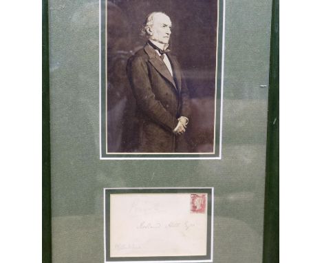 William Gladstone signed envelope addressed to Roland Hill Esquire, franked for 1876, overall 28 x 45 cm. P&amp;P Group 1 (£1