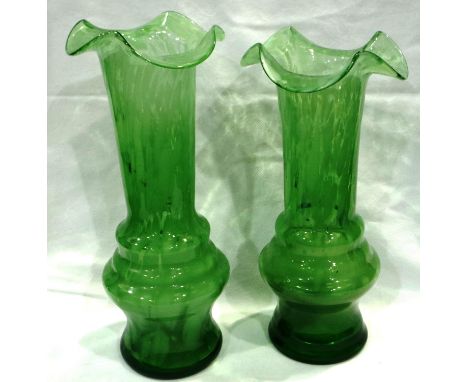 Pair of Victorian blown glass vases, largest H: 38 cm, no cracks or chips. P&amp;P Group 3 (£25+VAT for the first lot and £5+