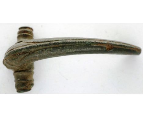 Early Iron Age ornate bow fibula, L: 42 mm. P&amp;P Group 0 (£5+VAT for the first lot and £1+VAT for subsequent lots) 