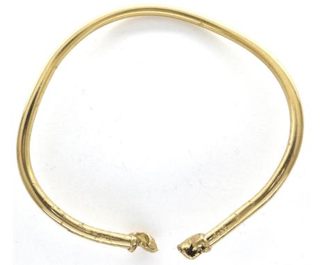 9ct gold torque bangle, heavily damaged and misshapen, 12.7g. P&amp;P Group 1 (£14+VAT for the first lot and £1+VAT for subse