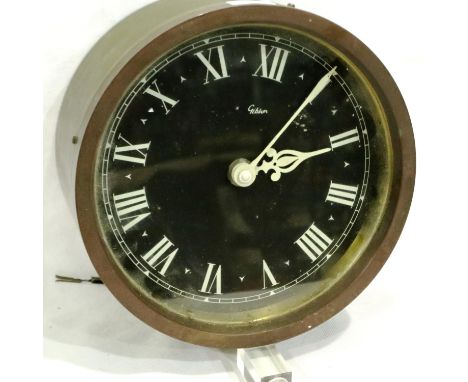 Gibson brass mounted electric wall clock by Baume &amp; Co Ltd, D: 29 cm, not tested A/F. P&amp;P Group 3 (£25+VAT for the fi