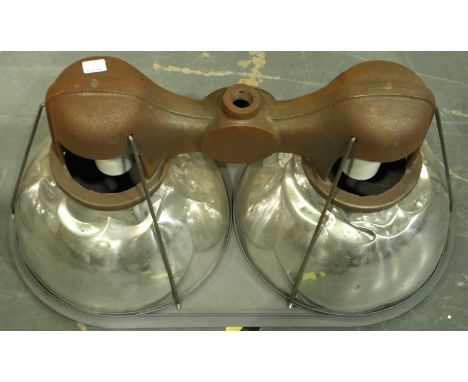 Chrome industrial double light fitting. Not available for in-house P&amp;P 