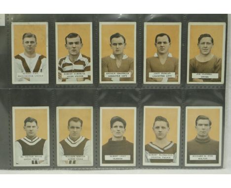 Selection of footballers cigarette cards including Gallaher Football in Action (50), football caricatures (50), football char