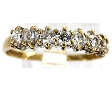 9ct gold half eternity ring set with cubic zirconia, size N, 1.2g. P&amp;P Group 1 (£14+VAT for the first lot and £1+VAT for 