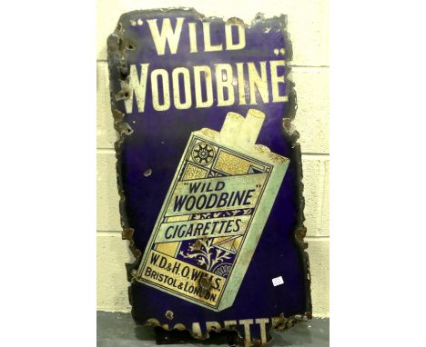 Wild Woodbine enamelled advertising sign, 50 x 70 cm. P&amp;P Group 3 (£25+VAT for the first lot and £5+VAT for subsequent lo