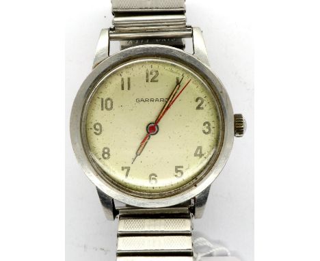 GARRARD: gents manual wind wristwatch, with circular champagne dial, expanding steel bracelet and 1966 ICI inscription verso,