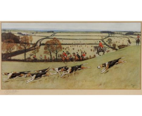 AFTER CECIL ALDIN (BRITISH, 1870-1935) 'The Quorn from Billesdon Coplow', colour print, signed in pencil lower left, Frost & 