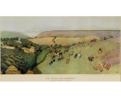 AFTER CECIL ALDIN The Devon and Somerset looking towards Cloutsham, a limited edition colour print, No 93/185, signed in penc